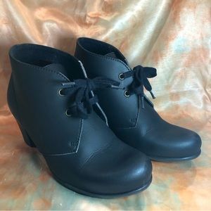 Women’s black vegan leather lace up booties by Vegetarian Shoes